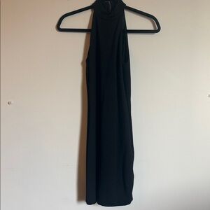 White House Black Market Black High-Neck Midi Dress.